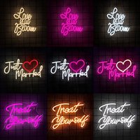 Love Is In Bloom Neon Sign for Wall Decor,LED Light Up Signs for Wedding Bridal Shower Engagement Birthday Valentines Decor Gift