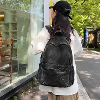 New denim backpack Shoulder Bag for Women Men Multi-pocket School bag canvas Zipper Retro Rucksack Solid Travel Gym bags mochila