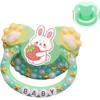 unique handmade bling Green strawberry rabbit adult pacifier Adult Sized Cute Gem Pacifier Dummy Silicone Nipple pacifier