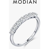 Modian Luxury Solid 925 Sterling Silver Simple 5A Zirconia Dazzling Cassic Finger Ring For Women Wedding Band Statement Jewelry