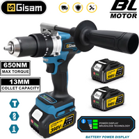 Gisam 650NM 13MM Brushless Electric Drill 20+3 Torque Cordless Impact Drill Electric Screwdriver For Makita 18V Battery Pin