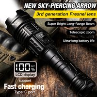 Portable flashlight with white laser zoom, long-range shooter flashlight with three levels of adjustment, live display flashligh