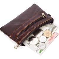 Retro solid color genuine leather coin purse brand leisure large capacity cowhide wallet coins