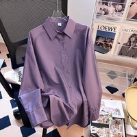 Women's Clothing Solid Color Elegant New Purple Shirt Stylish Loose Fit Unique Long Sleeve Top Fashion T-shirt