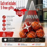 Large Mesh Ball Bag Holds 10 Balls, Gift with 5 Inflation Needles, Durable Organizer for Soccer Basketball Volleyball Team Gym