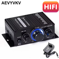 AK-170 Mini Pure Power Digital Amplifier 2.0 Channel Stereo Audio Power Amplifier DC 12V 2x200W HiFi Sound Amp for Home Theater