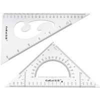 Triangle Ruler Square Set with Built-in Protractor 22cm 30/60 and 45/90 Degrees Measurement Rulers Student Stationery Supplies