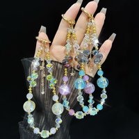 Light Luxury Crystal For Mobile Phone Chain Beaded Short Wrist Chain Fashion Butterfly Pendant Gold Leaf Hand Made Lanyard