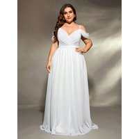 Mgiacy Halter V-neck drop sleeves irregular folding cross chiffon big wedding dress Evening gown Ball dress Party dress Bridesma
