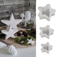 3pcs Star Silicone Candle Mold, Diy3d Star Ornament Advent Decoration, Can Be Handmade In Gypsum, Soap, Resin