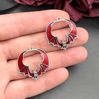 5 Pack, Gothic Punk Embossed Red Black Vampire Bat DIY Handmade Necklace Earrings Bracelet Accessories 33*29