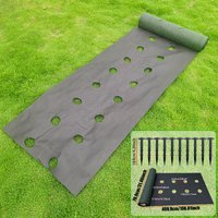 Green black perforated durable grass proof cloth, 0.8m wide,comes with 10 ground nails,suitable for courtyards,vegetable fields