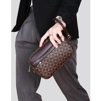 Fashion Business Shoulder Bag PU Leather Men Clutch Bag Wide Strap Crossbody Bag Designer Casual Male Messenger Pack Phone Purse