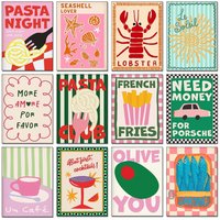 1pc frameless 5D DIY Color Food Art Diamond Painting Pasta French Fries Full Diamond Mosaic Embroidery Kitchen Living Home Decor