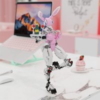Mecha Waitress Bar MOC Building Blocks, Android Service Robot with Drink Tray, Cyberpunk Cafe DIY Model for Adult Collectors