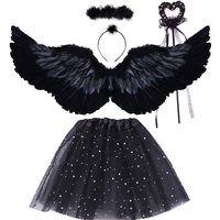 Black Angel Wings Devil Demon Costumes Halloween Cosplay Headdress Skirt Stage Walk Decoration Props