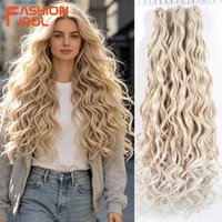 FASHION IDOL 24inch/300g Euphoria Curl Hair Synthetic Deep Wave Angelina Hair Braids Hair Extensions Ombre Blonde Crochet Hair