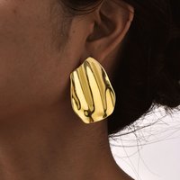 Exaggerated Irregular Big Stud Earrings for Women, Stainless Steel Gold Plated Large Earrings, Geometric Luxury Jewelry Party
