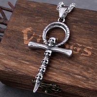 Fashion Cross Skull Necklace Stainless Steel Men's Punk Cool Biker Pendant Necklace Creative Hip Hop Skull Gothic Male Jewelry