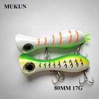 MUKUN 80mm 17g Topwater Floating Popper Harter Angelköder Oberflächenköder Künstlicher Swimbait für Hecht, Barsch, Salzwasser-Meeresangelzubehör