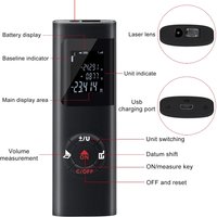 40M/60M Mini Smart Laser Distance Meter Measure Infrared Rangefinder USB Rechargeable Portable Handheld Laser Range Finder Tools
