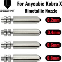 Bimetallic Nozzles For Anycubic Kobra X Combo Quick Swap Hotend Nozzle Hardened Steel 0.2/0.4/0.6/0.8mm Kobra X 3D Printer Parts