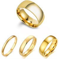 Stylish simple smooth stainless steel plated 18K ring Classic gold couple ring wedding engagement jewelry gift