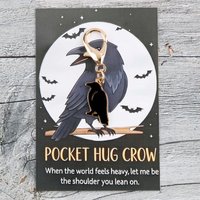 1/5Set Lucky Crow Keychain Set Greeting card with pocket for hugs Lucky gift Suitable for decorating bags and accessories DIYGif