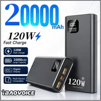 IBAOVOICE, batterie externe portable de 20 000 mAh, charge ultra-rapide de 120 W, grande capacité, affichage numérique à LED, compatible avec tous les modèles.