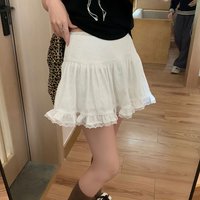 Biyaby Summer White Lace Mini Skirt Women Korean Chic High Waist Y2k Short Skirts Woman Ballet Style Ruffles Cake Skirts Female