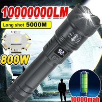 Lampes de poche LED haute puissance pour le bain, lampe torche avec lumière d'affichage, charge USB, camping, pêche, lanterne n'aime d'urgence, 2000lm
