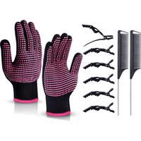 Resistant Gloves Set,Heat Proof Medium Glove Mitts for Hair Styling - for Flat Iron, Curling Wand, and Hot-Air Brushes