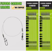10pcs/20pcs Fluorocarbon Fishing Line, 6.5kgā17.5kg Breaking Strength Salmon Rig with Swivel Ring and Quick-Release Clip, High-S
