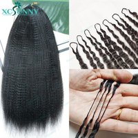 Invisible Knot Crochet Hair Extensions Human Hair Kinky Pre Separated Knotless Crochet Human Hair Yaki With String In The Middle