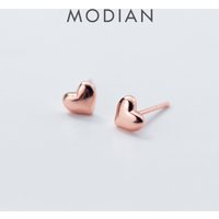 Modian Genuine 925 Sterling Silver Tiny Cute Hearts Lovely Stud Earring for Women Girl Gift Rose Gold Color Fashion Jewelry