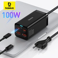 Baseus 100W 65W GaN chargeur ordinateur de bureau chargeur rapide 4 en 1 adaptateur pour iPhone 17 16 15 14 13 Pro Max chargeur de téléphone Samsung