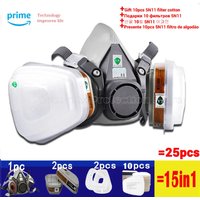 27Pcs 6200 Mask or 9in1 6200 Half Facepiece Gas Mask Respirator With 6001/2097 Filter Fit Painting Spraying Dust Proof For 3M
