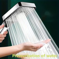 RAINCO GOREGE Square Push Button Shower Head - High Pressure Rainfall Shower with Anti-Clog Large Nozzles, Chrome Finish for Bat
