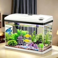 1PC Mini Betta Fish Tank Household Desktop Ecological Aquarium for Living Room Small Aquarium