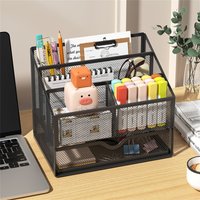 1Pcs Metal desktop organizer File holder Stationery Organizer Metal shelf locker pen holder, suitable for office/school/any desk