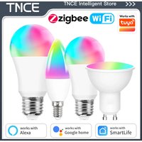TNCE Tuya gu10 E27 E14 WIFI or Zigbee, Dimmable Light LED lamps 2700-6500k Bulb, Smart Life, Voice With Alexa Google Home alice