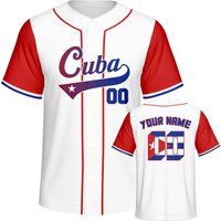 Personalized Cuba Baseball Jersey Custom Name Number Flag Inspired Button Down Baseball Shirt Sportwear for Men