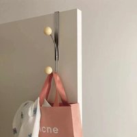 1pc White/Cream Iron Wall-Mounted Cabinet Door Hook-Heavy-Duty Curved Arm & Spherical Design,Easy Install Adhesive/Screw-Mounted