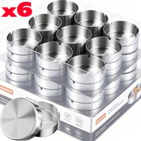 1/6x Stainless Steel Ashtray Round Tabletop Metal Ash Storage Tray Thickened Ashtray for Home Office Restaurant Hotel Bar Party