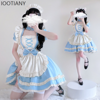 Alice Japanese Sweet Cute Blue Lolita Dress Cosplay Costume Anime Exhibition Maid Role Play Stage Performance Costume Suit 2025