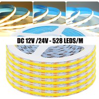 High Brighter 528Leds/M DC 12V 24V COB Strip IP20 Home Decor Flexible Ribbon Rope LED Light White 3000K 4000K 6000K