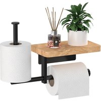 Bathroom toilet paper holder, toilet paper holder, non perforated wall mounted roll paper holder with storage platform