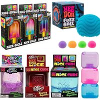 Nee Doh Assorted Fidget Toy Set Nice-Sicle Fuzz Ball Jelly Squish Nice Cube Stress Relief Squeeze Toys for Kids Adults Anxiety