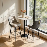 Swivel Bar Stools Microfiber Leather Upholstery Counter Height Bar Chairs with High Back and Footrest for Kitchen Island