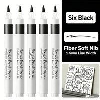 6pcs/set Acrylic Marker ,Brush Permanent Pen Art Supplies for Black Paper,Tire,Plastic,Stone,Painting for,Beginners White